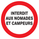 PANNEAU INTERDIT AUX NOMADES ET CAMPEURS Ø80MM TALIAPLAST - 724229