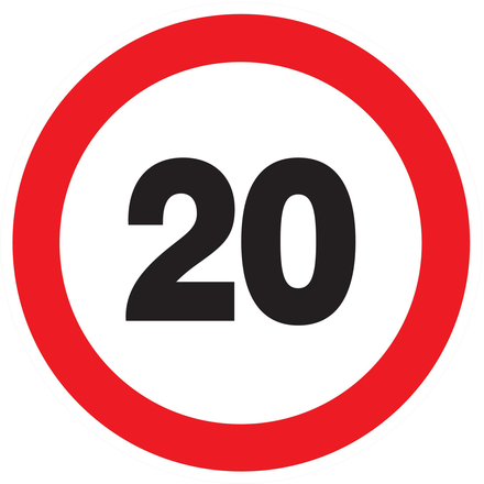 PANNEAU INTERDIT DE ROULER A PLUS DE A 20 KM Ø80MM TALIAPLAST - 724256