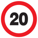 PANNEAU INTERDIT DE ROULER A PLUS DE A 20 KM Ø80MM TALIAPLAST - 724256