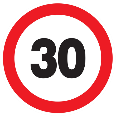 PANNEAU INTERDIT DE ROULER A PLUS DE 30 KM/H Ø80MM TALIAPLAST - 724262