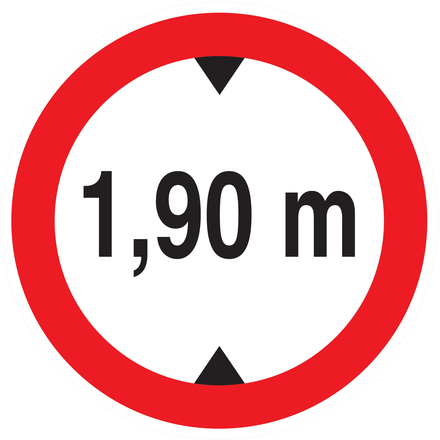 Panneau adhésif INTERDIT AUX VEHICULES DE PLUS DE 1.90M DE HAUT D.80mm TALIAPLAST - 724273