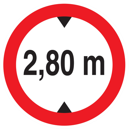 Panneau adhésif INTERDIT AUX VEHICULES DE PLUS DE 2.80M DE HAUT D.80mm TALIAPLAST - 724277