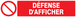 Panneau adhésif DEFENSE D'AFFICHER 330X75MM TALIAPLAST - 725222