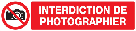 Panneau adhésif INTERDICTION DE PHOTOGRAPHIER 330X75MM TALIAPLAST - 725231
