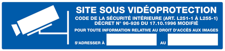 Panneau adhésif SITE SOUS VIDEOPROTECTION 330X75MM TALIAPLAST - 725238
