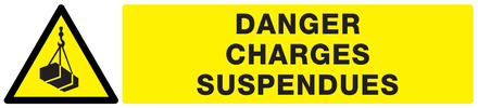 Panneau adhésif DANGER, CHARGES SUSPENDUES 330X75MM TALIAPLAST - 725307