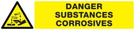 Panneau adhésif DANGER, SUBSTANCES CORROSIVES 330X75MM TALIAPLAST - 725309