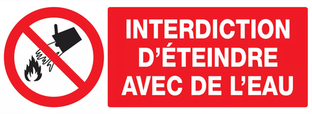 Panneau adhésif INTERDICTION D'ETEINDRE AVEC DE L'EAU 330X120MM TALIAPLAST - 726213