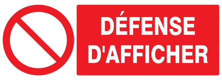 Panneau adhésif DEFENSE D'AFFICHER 330X120MM TALIAPLAST - 726222