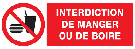 PANNEAU INTERDICTION DE MANGER OU DE BOIRE 330X120MM TALIAPLAST - 726229