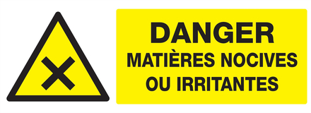 PANNEAU DANGER MATIERES NOCIVES OU IRRITANTES 330X120MM TALIAPLAST - 726306