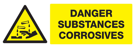 Panneau adhésif DANGER, SUBSTANCES CORROSIVES 330X120MM TALIAPLAST - 726309