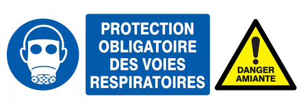 PROTECTION VOIES RESPIRATOIRES/DANGER AMIANTE 330x120mm TALIAPLAST - 726333