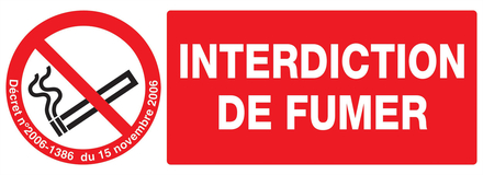 INTERDICTION DE FUMER (DECRET DU 15/11/2006) 330x120mm TALIAPLAST - 726335