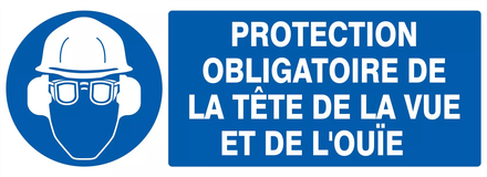 PANNEAU PROTECTION OBLIGATOIRE TETE/VUE/OUIE 330X120MM TALIAPLAST - 726501