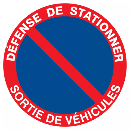 Panneau adhésif DEFENSE DE STATIONNER SORTIE DE VEHICULES Ø180MM TALIAPLAST - 727212