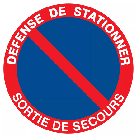 Panneau adhésif DEFENSE DE STATIONNER SORTIE DE SECOURS Ø180MM TALIAPLAST - 727213