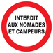 PANNEAU INTERDIT AUX NOMADES ET CAMPEURS Ø180MM TALIAPLAST - 727230