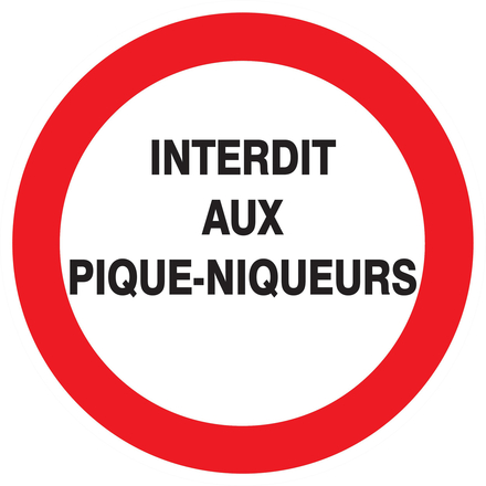 Panneau adhésif INTERDIT AUX PIQUE-NIQUEURS Ø180MM TALIAPLAST - 727231
