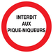 Panneau adhésif INTERDIT AUX PIQUE-NIQUEURS Ø180MM TALIAPLAST - 727231