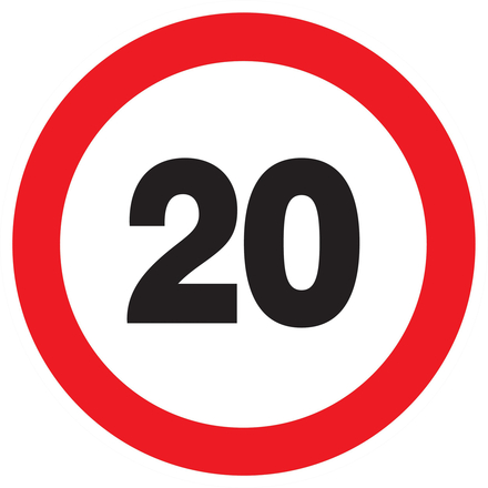 PANNEAU INTERDIT DE ROULER A PLUS DE A 20 KM Ø180MM TALIAPLAST - 727256