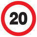 PANNEAU INTERDIT DE ROULER A PLUS DE A 20 KM Ø180MM TALIAPLAST - 727256