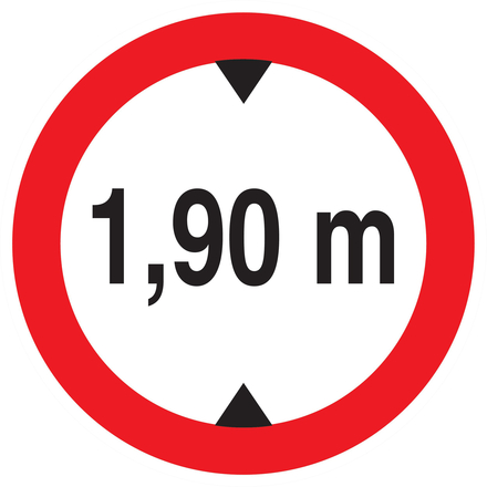 Panneau adhésif INTERDIT AUX VEHICULES DE PLUS DE 1.90M DE HAUT D.180mm TALIAPLAST - 727273