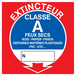 PANNEAU EXTINCTEUR CLASSE A 200X200MM TALIAPLAST - 728114