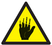 Panneau adhésif DANGER PRODUIT CORROSIF POUR LES MAINS 300X300X300MM TALIAPLAST - 729361