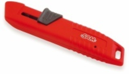 SAM OUTILLAGE-COUTEAU AUTO-RETRACTABLE BIMATIERE CORPS ZAMAC A LAMES TRAPEZOIDALE-378-40