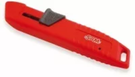 SAM OUTILLAGE-COUTEAU AUTO-RETRACTABLE BIMATIERE CORPS ZAMAC A LAMES TRAPEZOIDALE-378-40