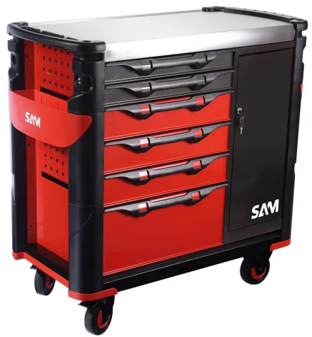Servante 41 - xxl 6 tiroirs - avec armoire et plateau inox SAM OUTILLAGE - 416AXE