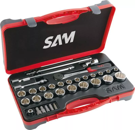 COFFRET 1/2' DE 32 OUTILS 12 PANS EN MM SAM OUTILLAGE - 75S32