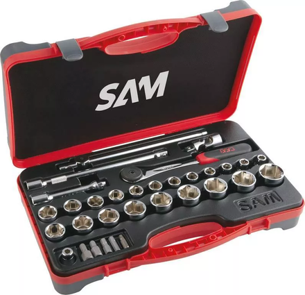 COFFRET 1/2' DE 32 OUTILS 6 PANS EN MM SAM OUTILLAGE - 75SH32