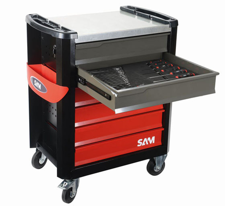 COMPOSITION DE 300 OUTILS SAM OUTILLAGE AVEC SERVANTE ECONOMIQUE 6 TIROIRS SERVI-630N EN MODULES MOUSSE - CPP300PM