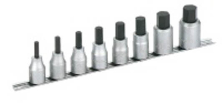 JEU DE 8 DOUILLES SAM OUTILLAGE TOURNEVIS STANDARD 1/2 SUR RACK MONOBLOC, POUR VIS 6 PANS CREUX, EN MM -SC-J8R
