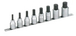 JEU DE 8 DOUILLES SAM OUTILLAGE TOURNEVIS STANDARD 1/2 SUR RACK MONOBLOC, POUR VIS 6 PANS CREUX, EN MM -SC-J8R
