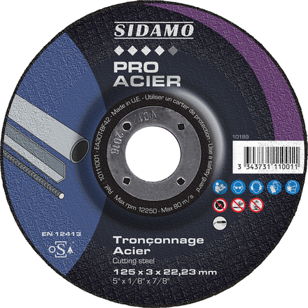 DISQ. TRONC PRO ACIER D.125 x 3 x 22,23 SIDAMO - 10111001