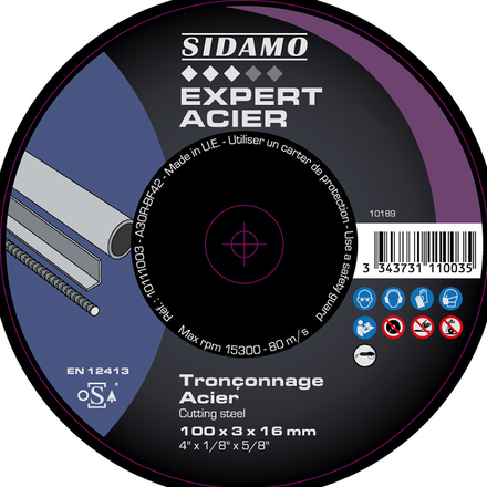 DISQ. TRONC EXPERT ACIER D.100 x 3 x 16 SIDAMO - 10111003