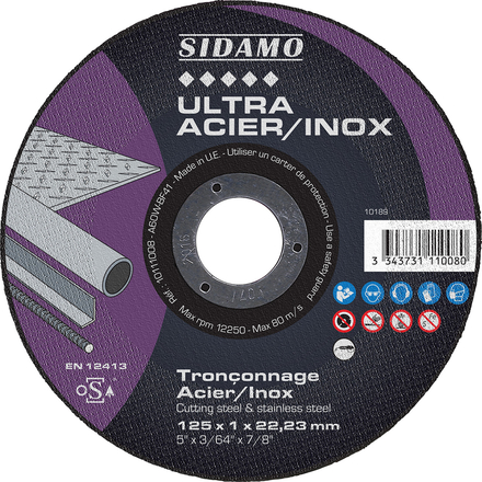 DISQ. TRONC ULTRA ACIER INOX D.125 x 1 x 22,23 SIDAMO - 10111008