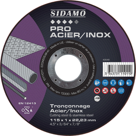 DISQ. TRONC PRO ACIER INOX D.115 x 1 x 22,23 SIDAMO - 10111011