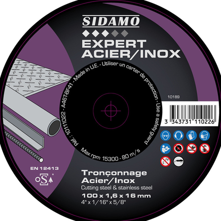 DISQ. TRONC EXPERT ACIER INOX D.100 x 1.6 x 16 SIDAMO - 10111022