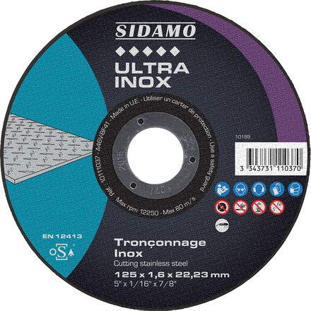 DISQ. TRONC ULTRA INOX D.125 x 1.6 x 22,23 SIDAMO - 10111037