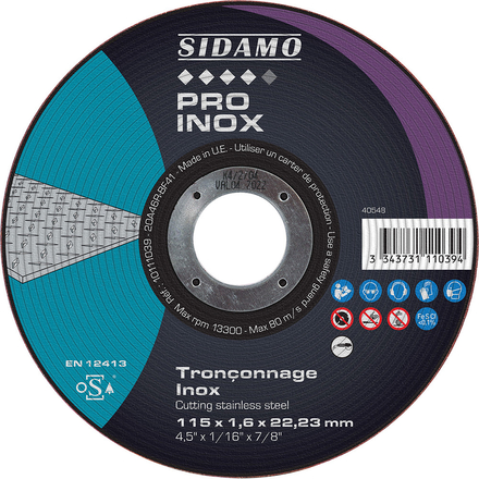 DISQ. TRONC PRO INOX D.115 x 1.6 x 22,23 SIDAMO - 10111039