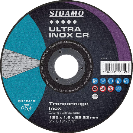 DISQ. TRONC ULTRA INOX CR D.125 x 1.6 x 22,23 SIDAMO - 10111049