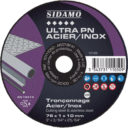 DISQ TRONC ULTRA PN ACIER INOX D.76 x 1 x 10 SIDAMO - 10111050