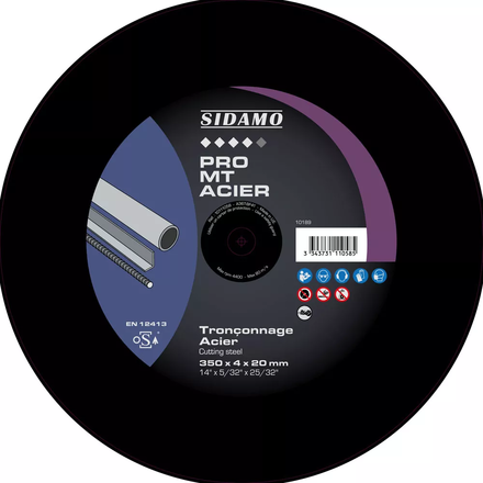 Disque à tronçonner PRO MT ACIER D. 350 x 4 x Al. 20 mm SIDAMO - 10111058