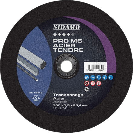 DISQ TRONC PRO MS ACIER TENDRE D.300 x 3,5 x 25,4 SIDAMO - 10111064