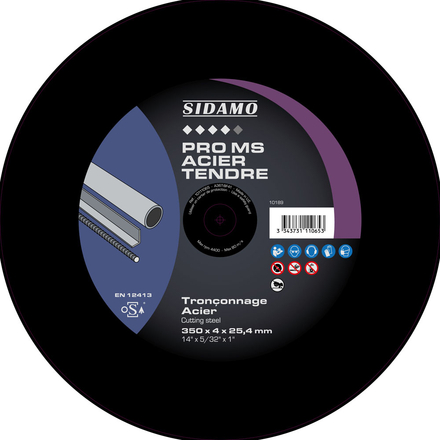 DISQ TRONC PRO MS ACIER TENDRE D.350 x 4 x 25,4 SIDAMO - 10111065