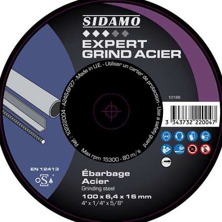DISQ EBARB EXPERT GRIND ACIER D.100 x 6.4 x 16 - SIDAMO - 10222004